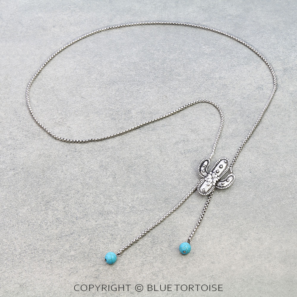 Western Cactus Bolo Necklace