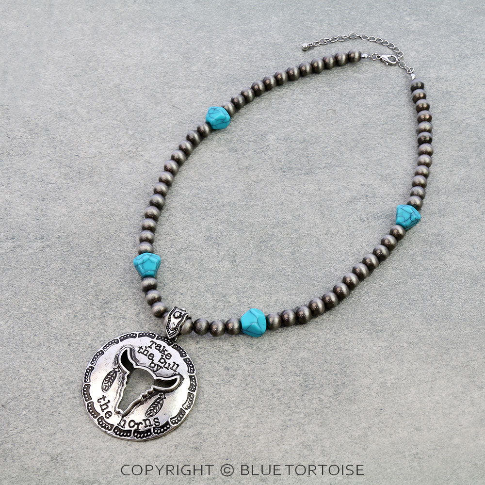 Western Steer Skull Pendant Necklace