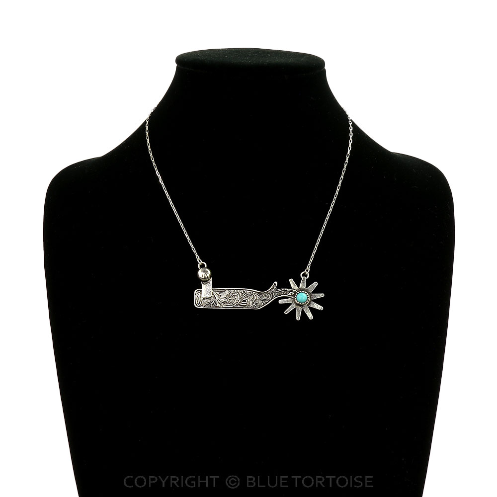 Western Cowboy Boot Spur Pendant Necklace - Image 2