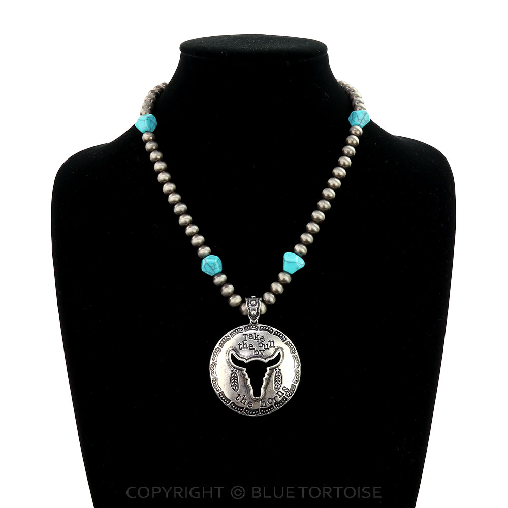 Western Steer Skull Pendant Necklace - Image 2