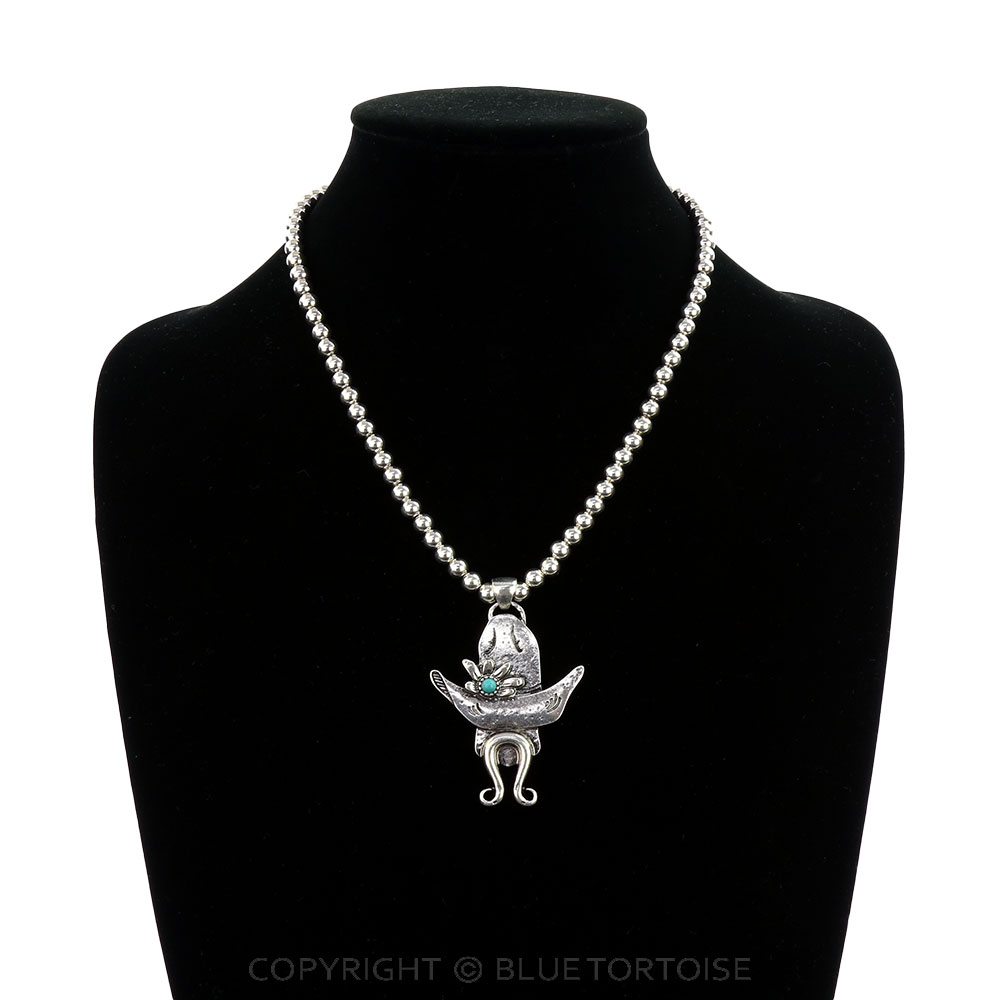 Western Cowboy Head Pendant Necklace - Image 2