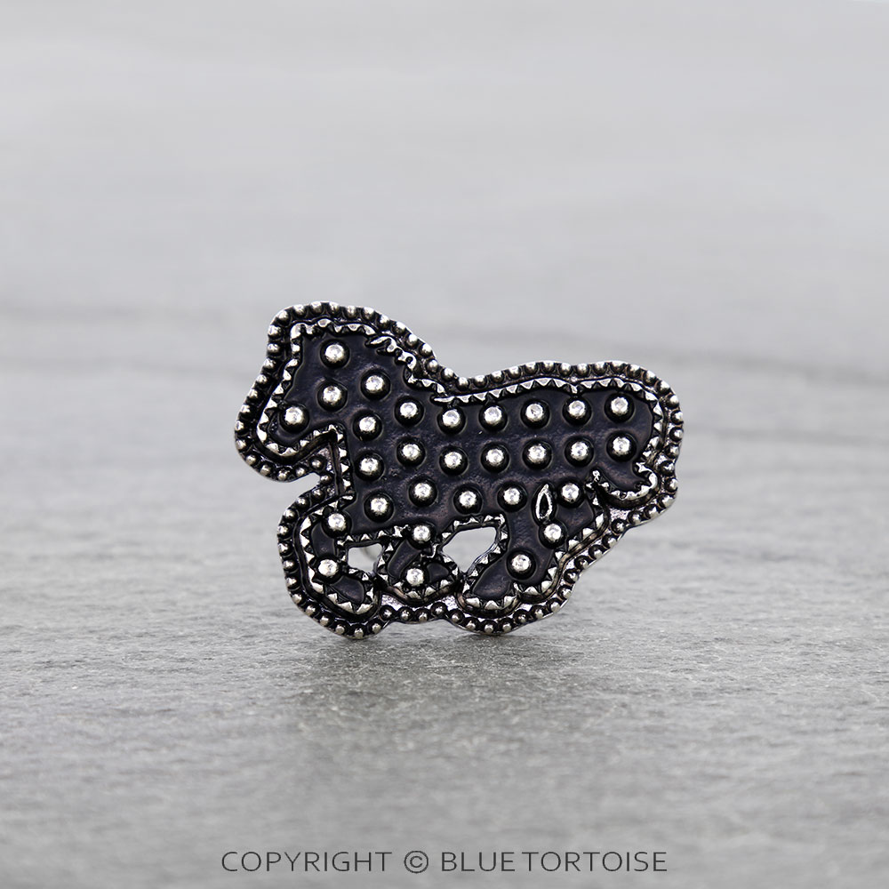 Western Dot Bubble Horse Cuff Ring
