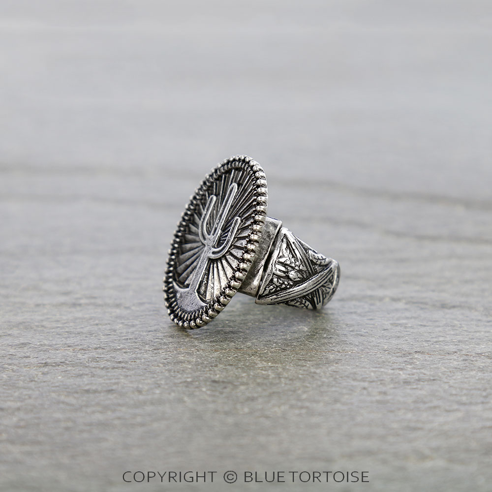 Western Cactus Engraved Stretch Ring - Image 2