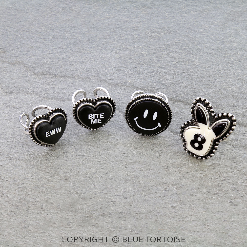 Western Mixed Theme 4 Cuff Ring Set