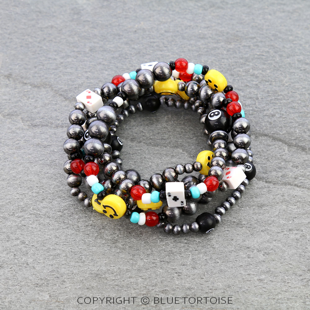 Navajo Style Pearl and Fun Bead 6 Stack Bracelets