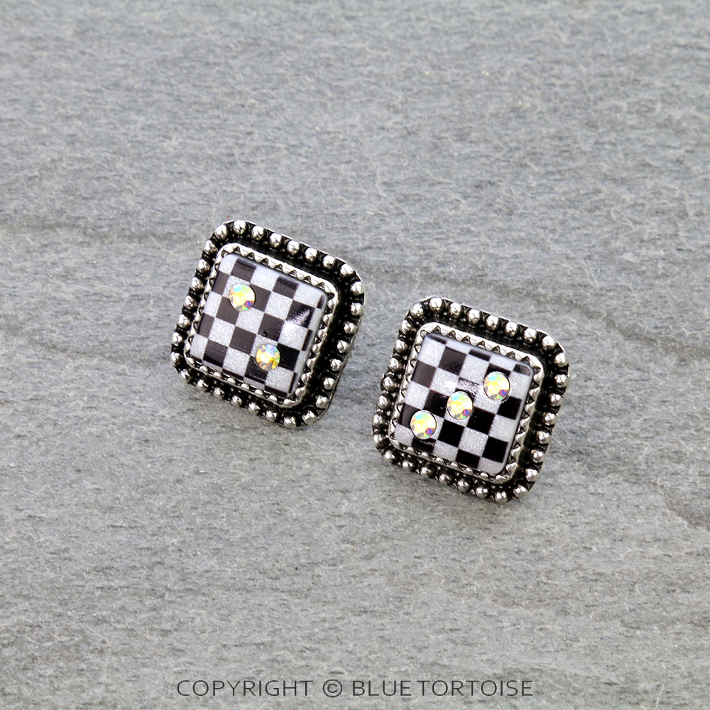 Checker Dice Stud Earrings