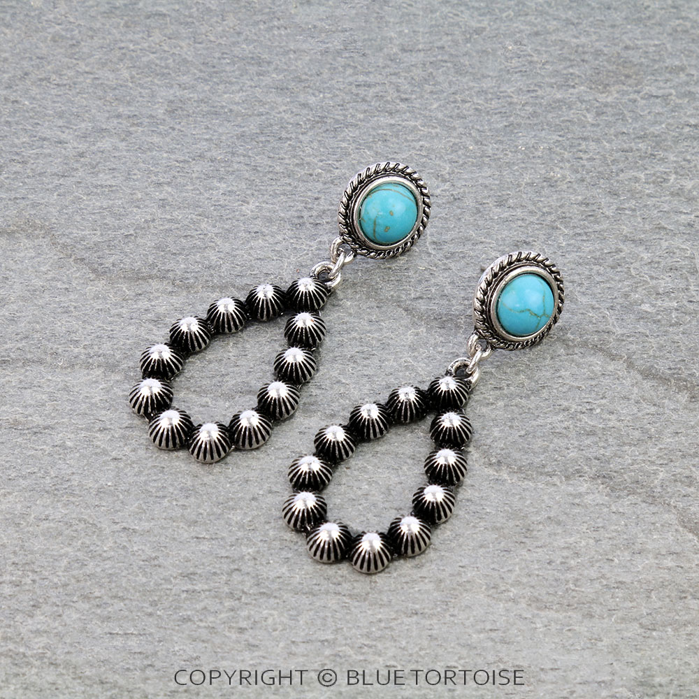 Western Concho Teardrop Stud Earrings