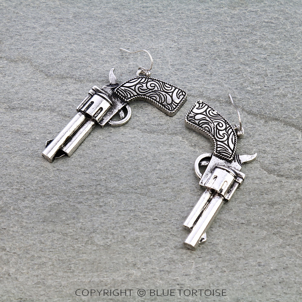 Western Pistol Dangle Earrings