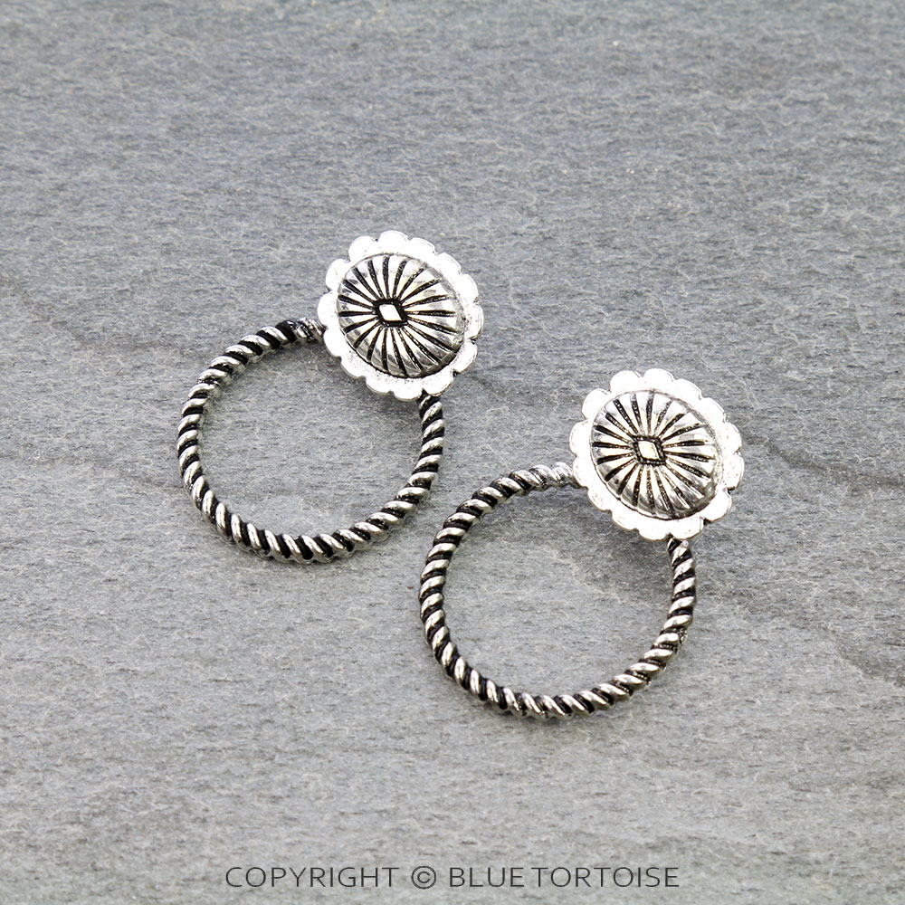 Western Rope TXR Round with Concho Stud Earrings