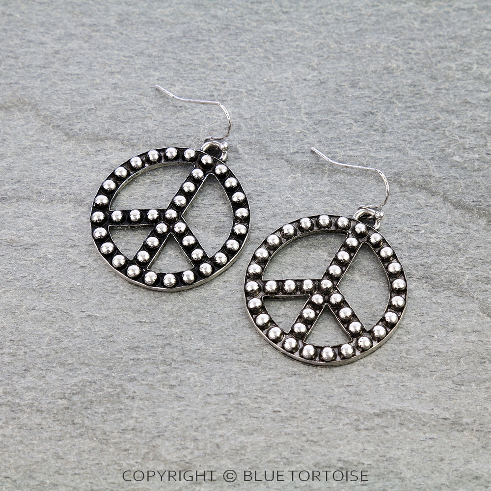 Western Ball TXR Peace Sign Dangle Earrings