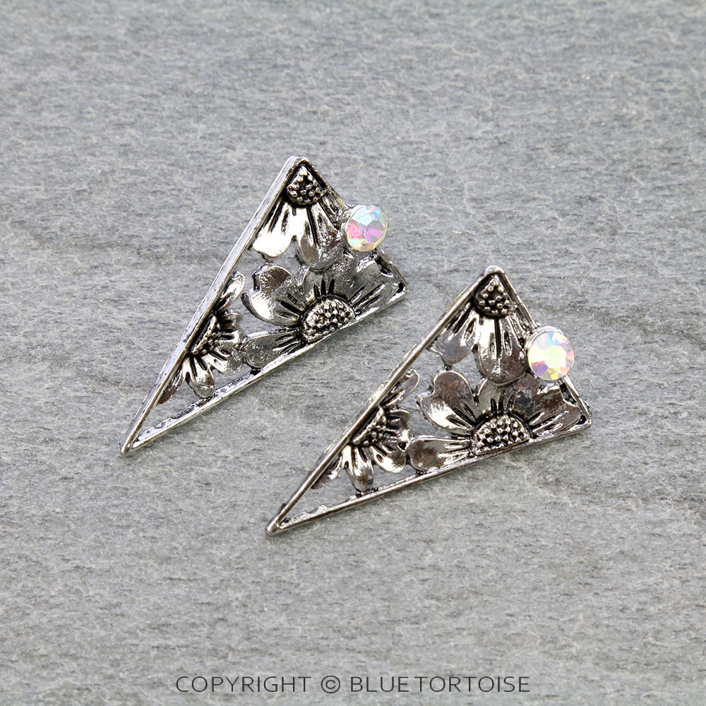 Western Sunflower Etched Stud Earrings