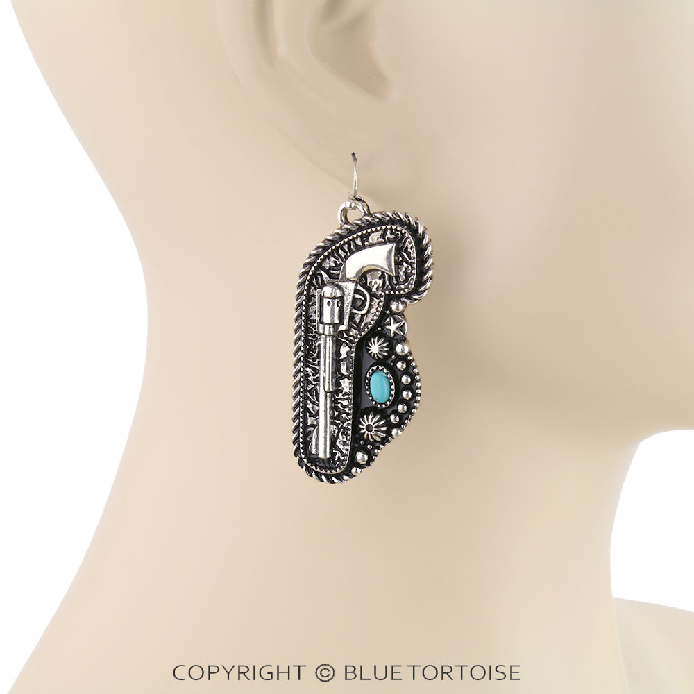 Western Pistol Dangle Earrings - Image 2