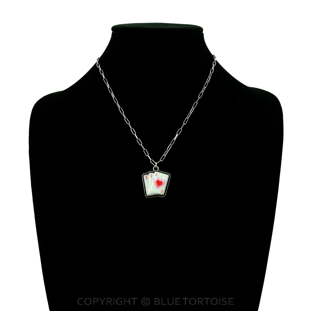 Heart Card Print Necklace - Image 2