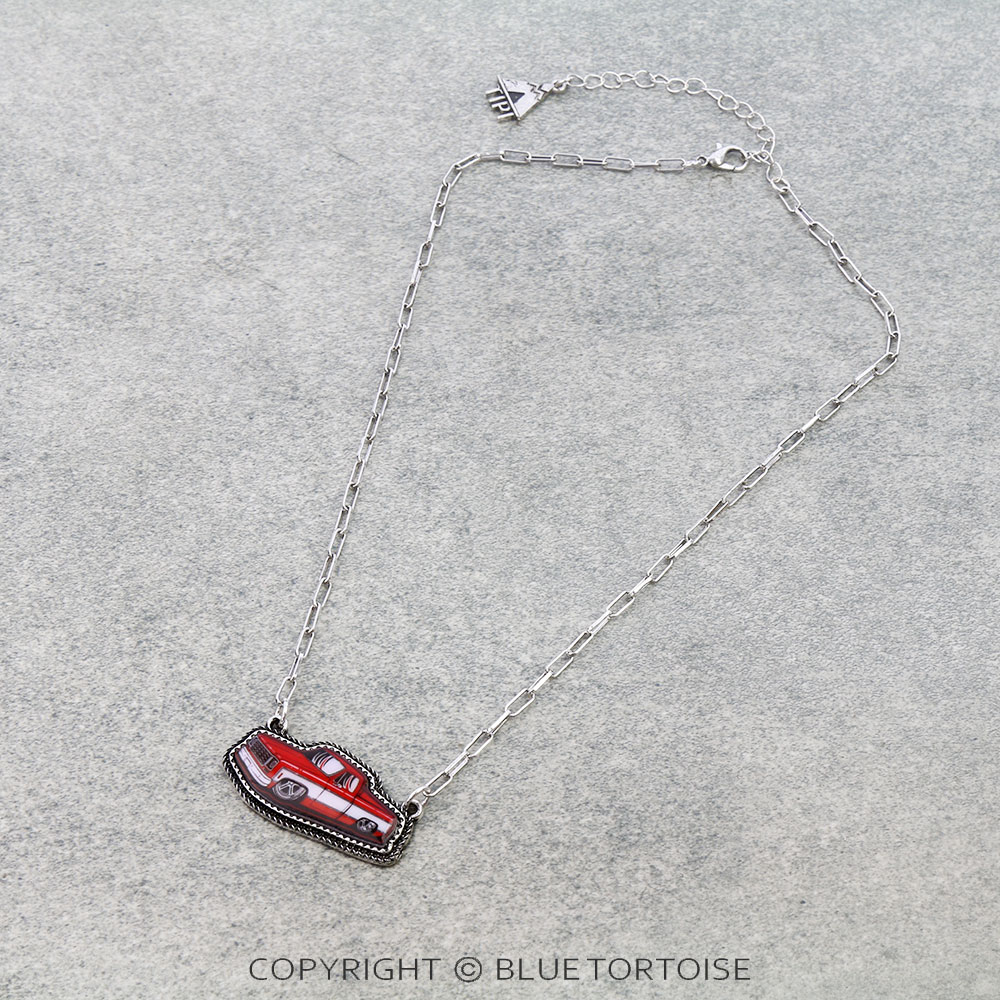 Western Antique Car Print Necklace