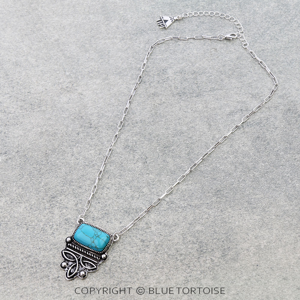 Western Boot Stitch Stone Necklace