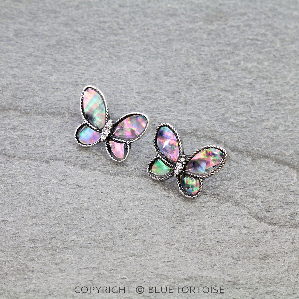 Mother of Pearl Butterfly Stud Earrings