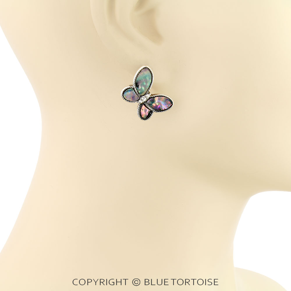 Mother of Pearl Butterfly Stud Earrings - Image 2