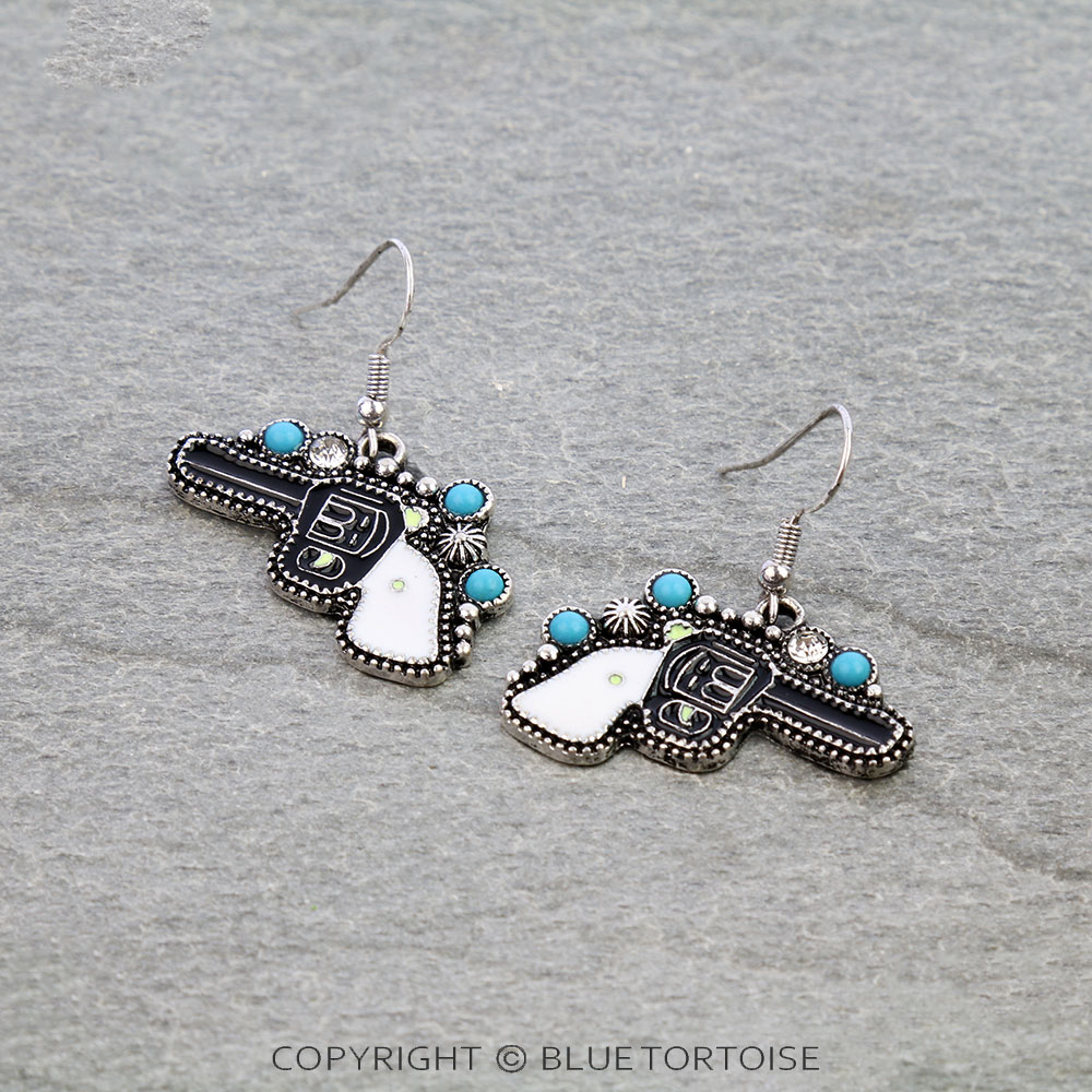 Western Pistol Enamel Dangle Earrings