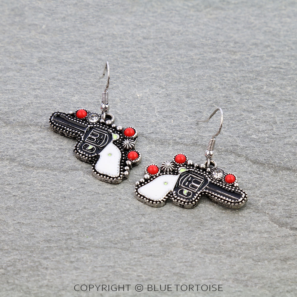 Western Pistol Enamel Dangle Earrings