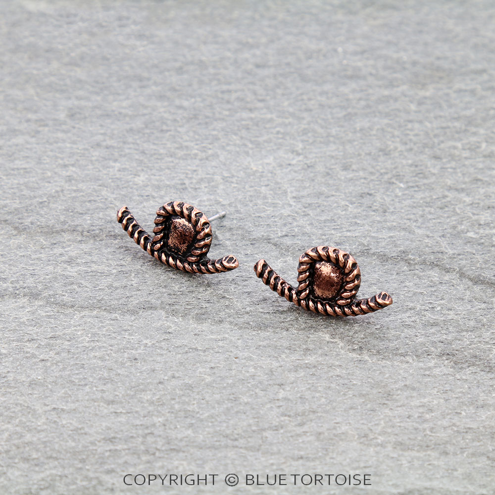 Western Twisted TXR Cowboy Hat Stud Earrings