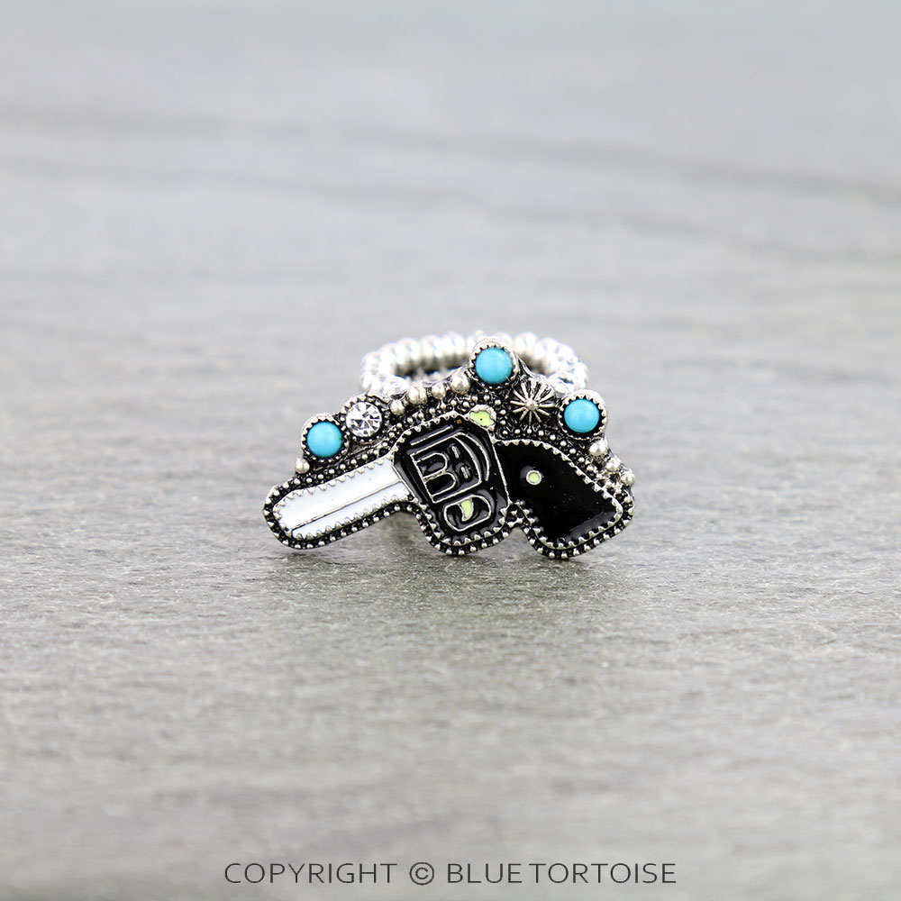 Western Pistol Enamel Stretch Ring