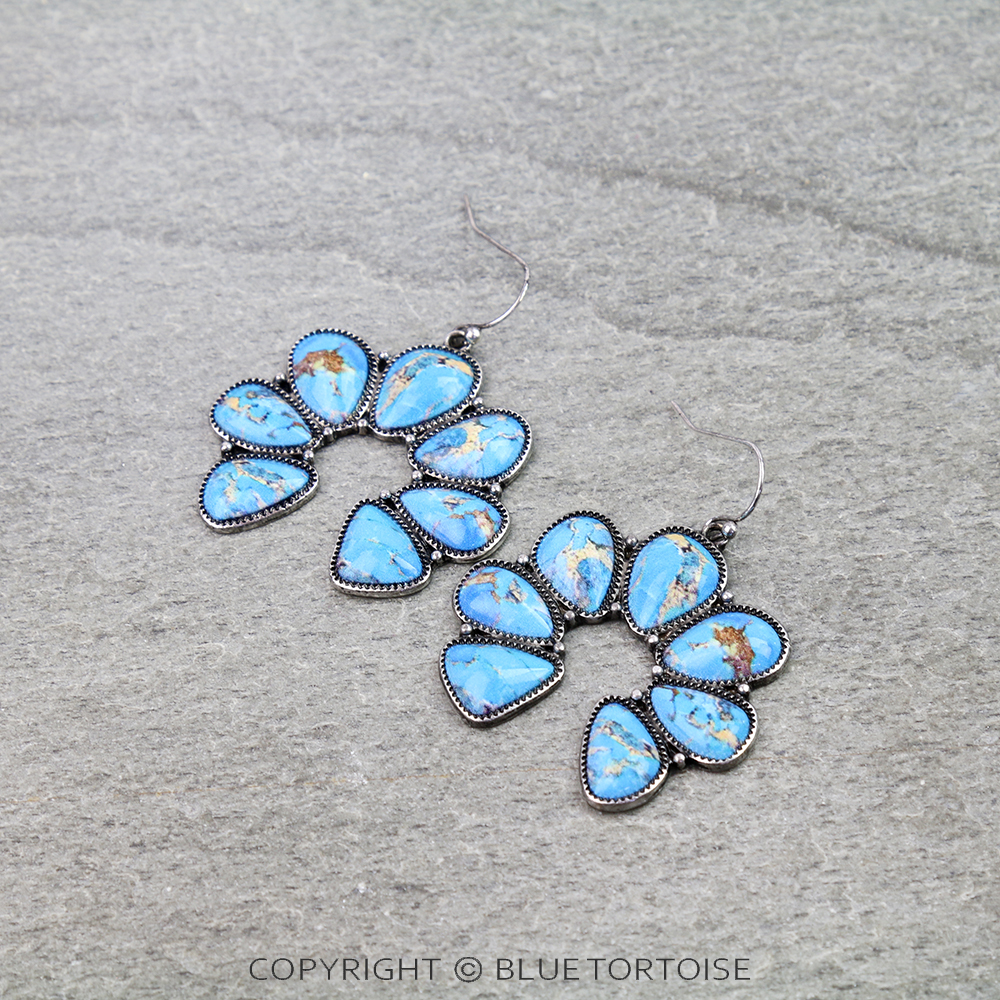Western Squash Blossom Print Dangle Earrings