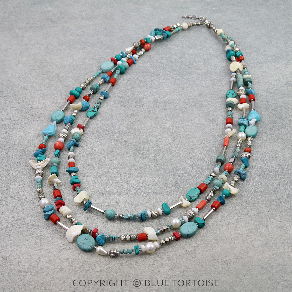3 Layered Western Multi Bead Necklace