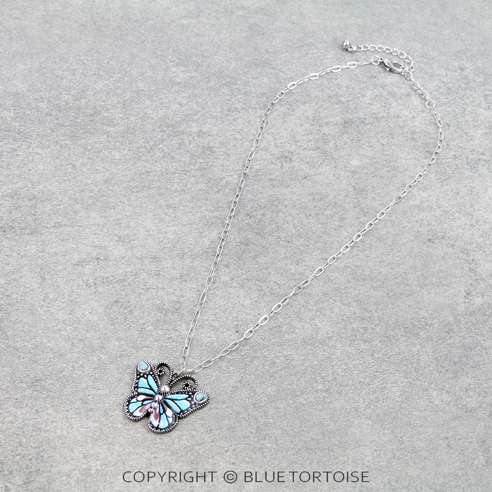 Western Butterfly Print Necklace