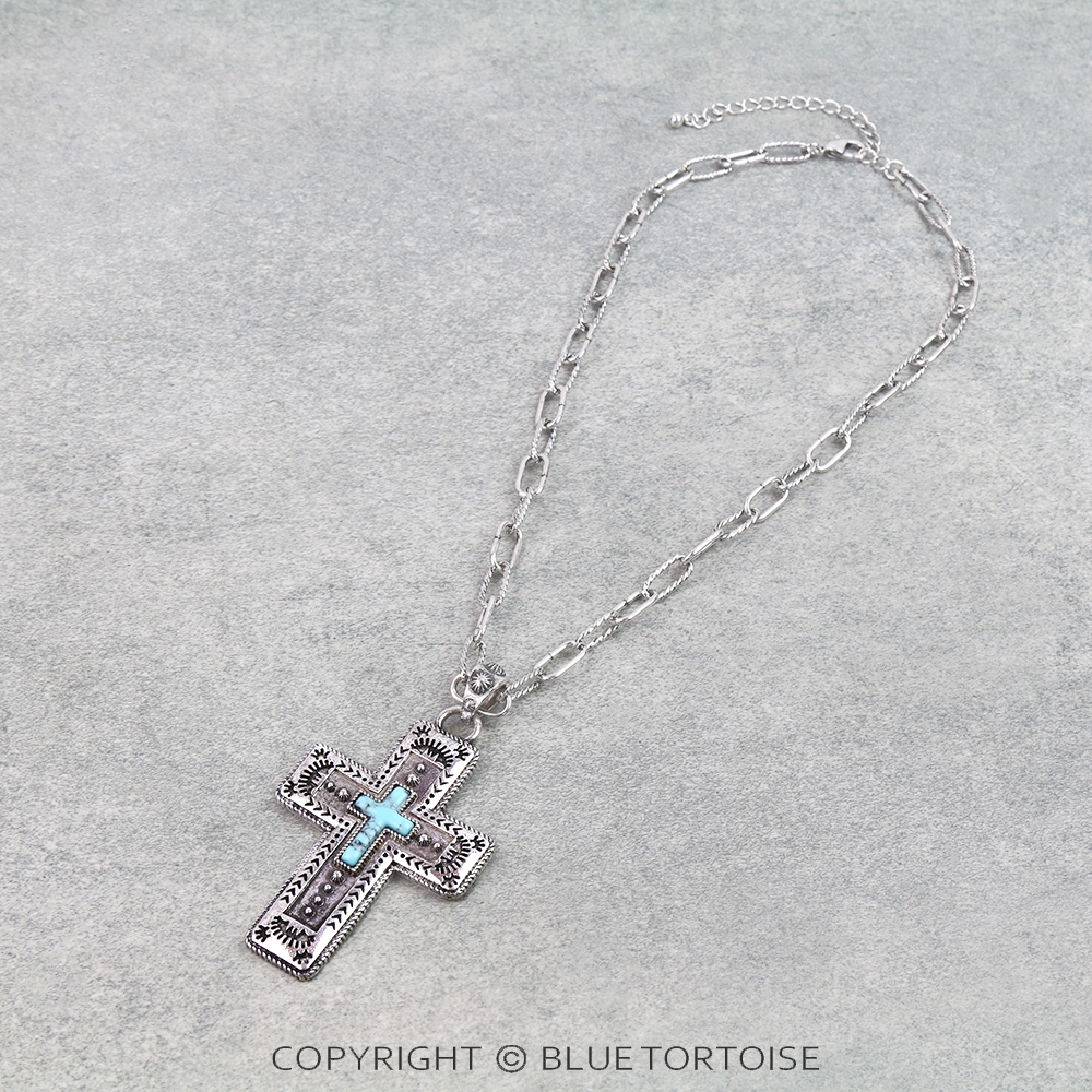 Western Cross Stone Necklace