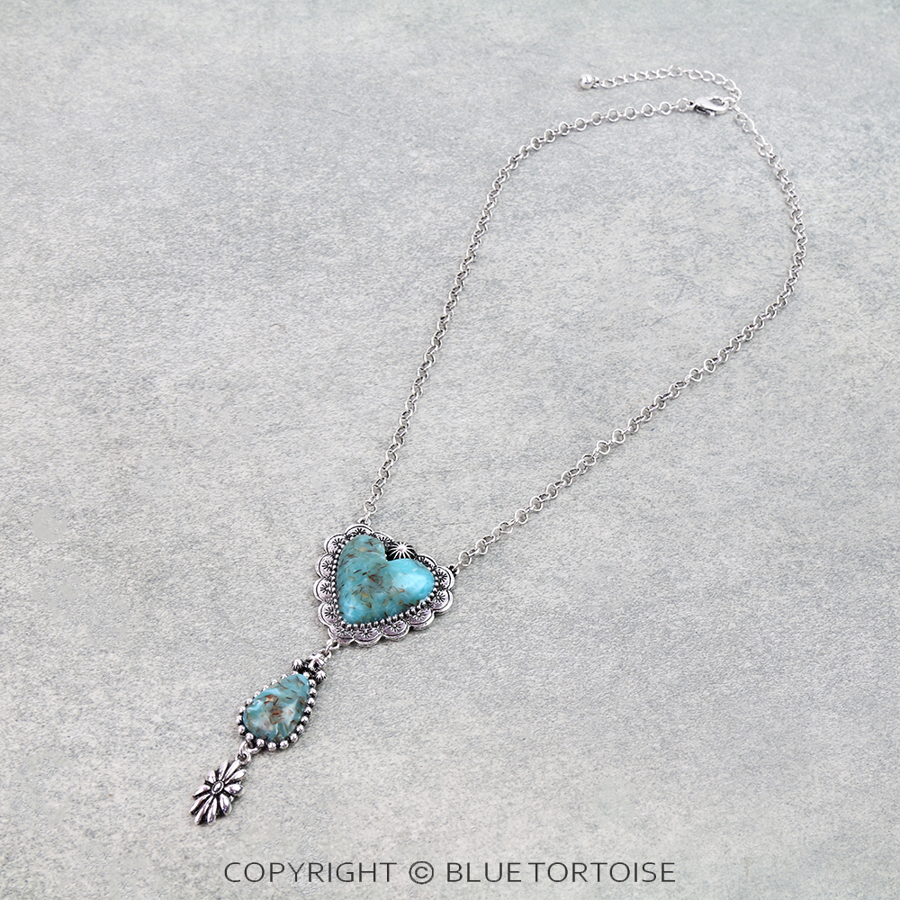 Western Hand Stone Heart Necklace