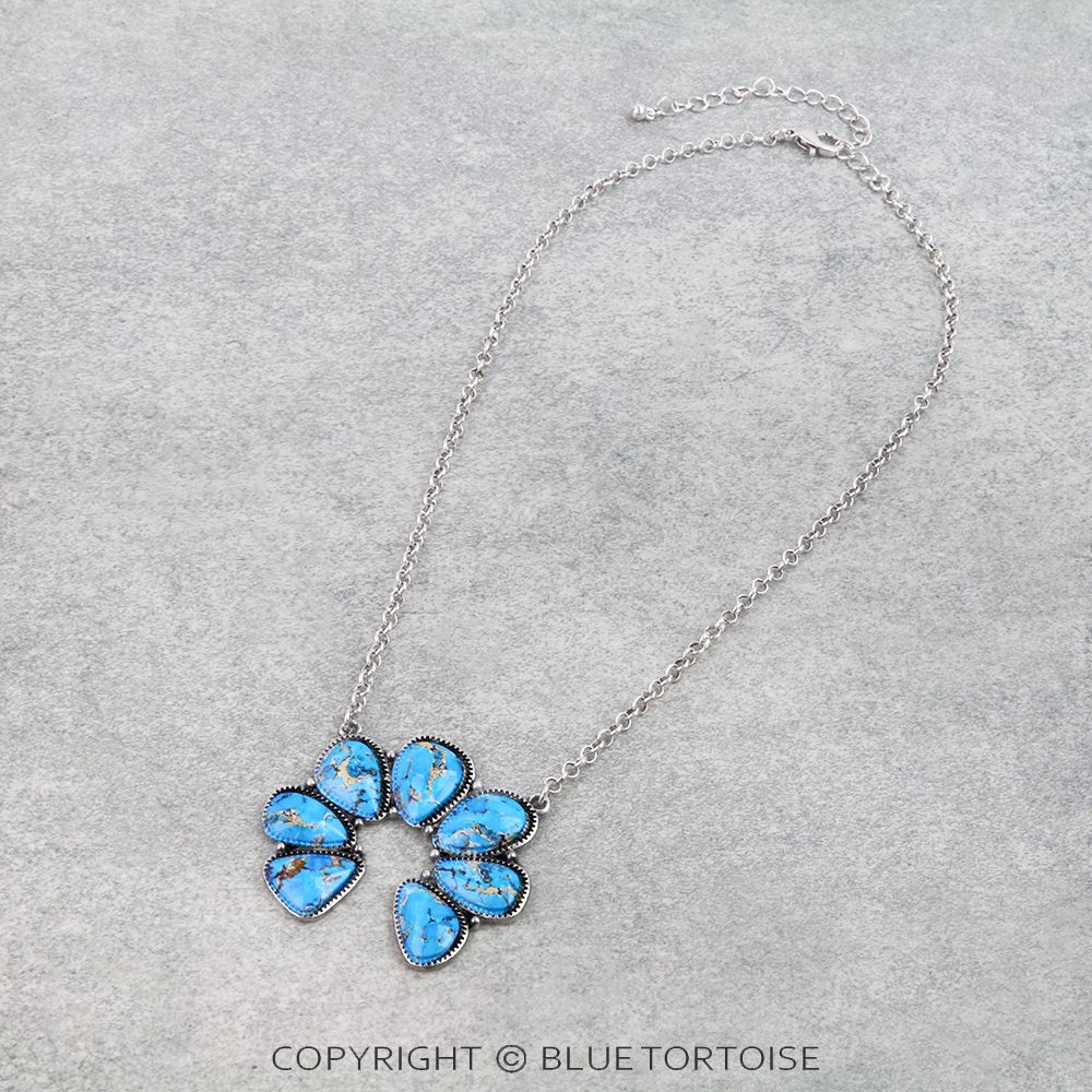 Western Squash Blossom Stone Necklace