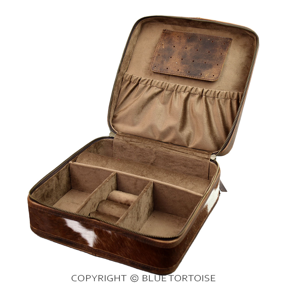 Handmade Cowhide Genuine Leather Jewelry Box - Image 2