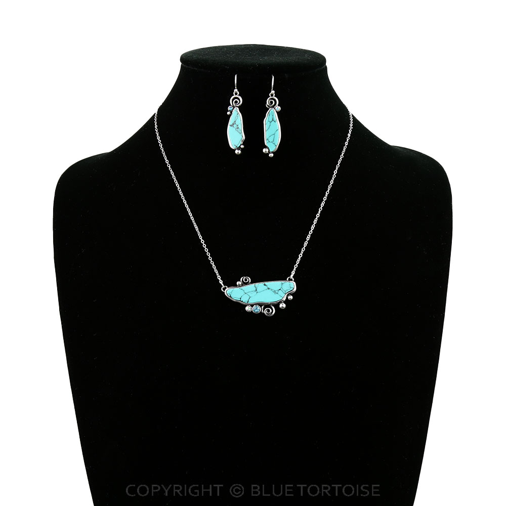 Western Hand Stone Bar Necklace Set - Image 2