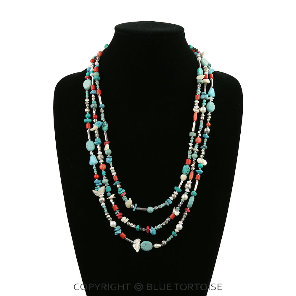 3 Layered Western Multi Bead Necklace - Image 2