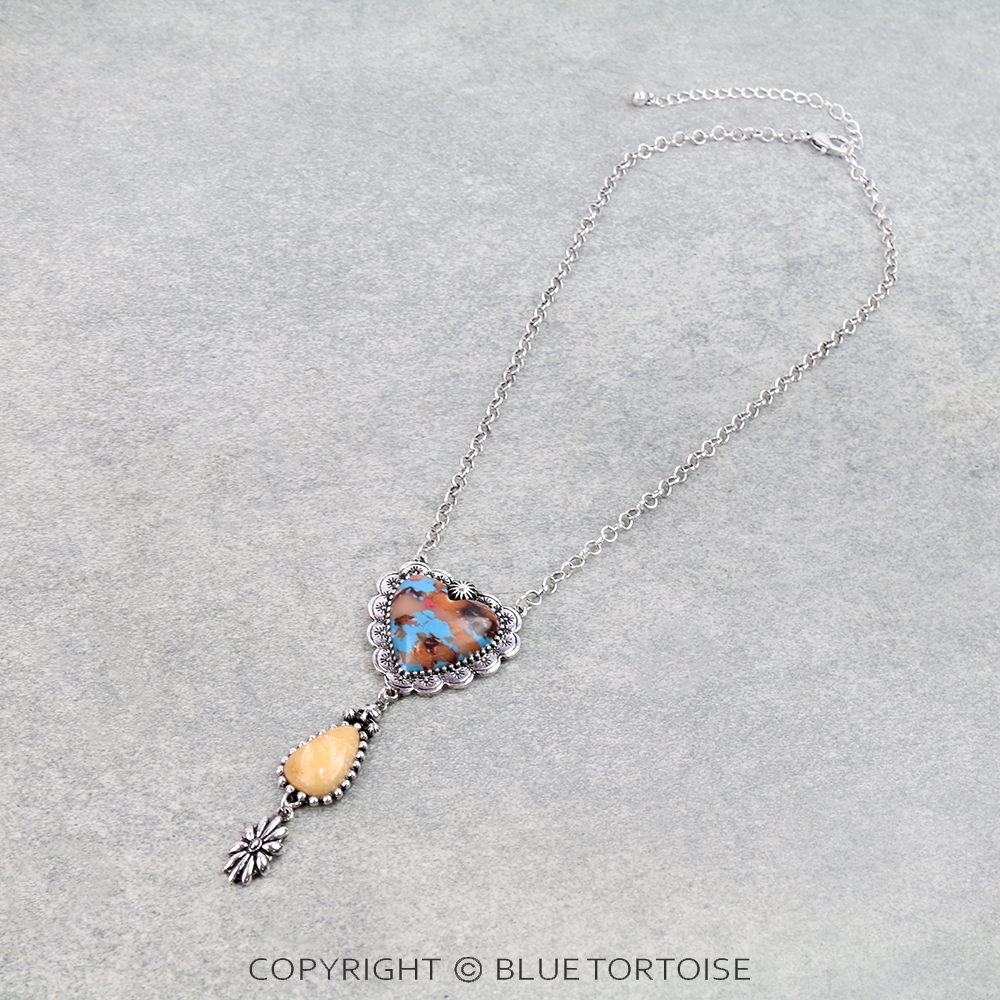 Western Hand Stone Heart Necklace
