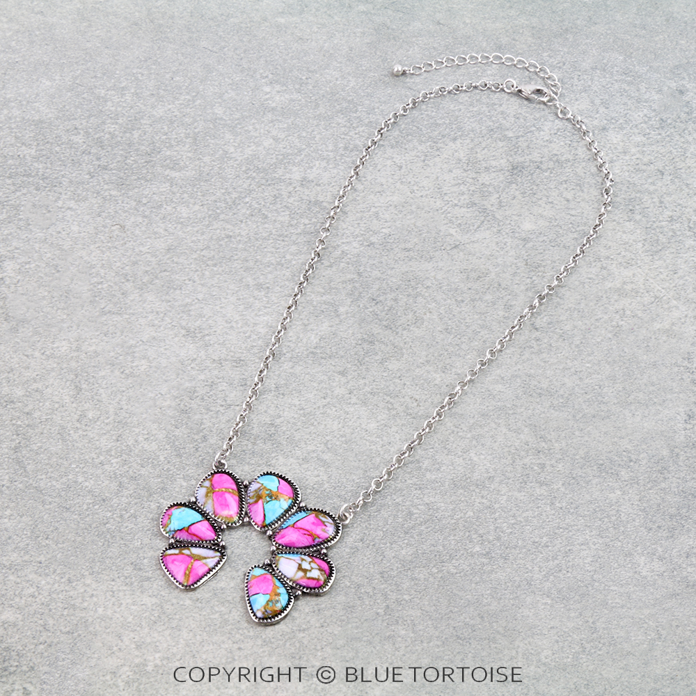 Western Squash Blossom Stone Necklace