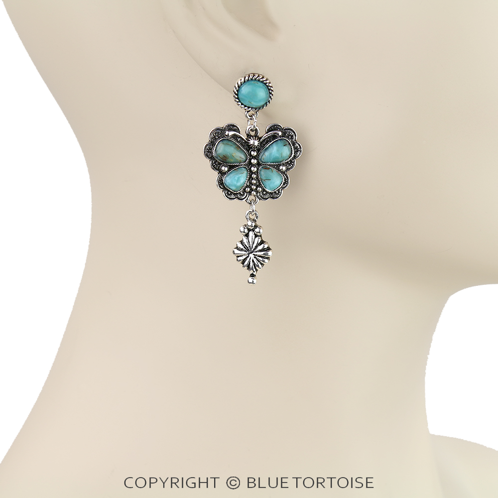 Western Butterfly Stone Stud Earrings - Image 2