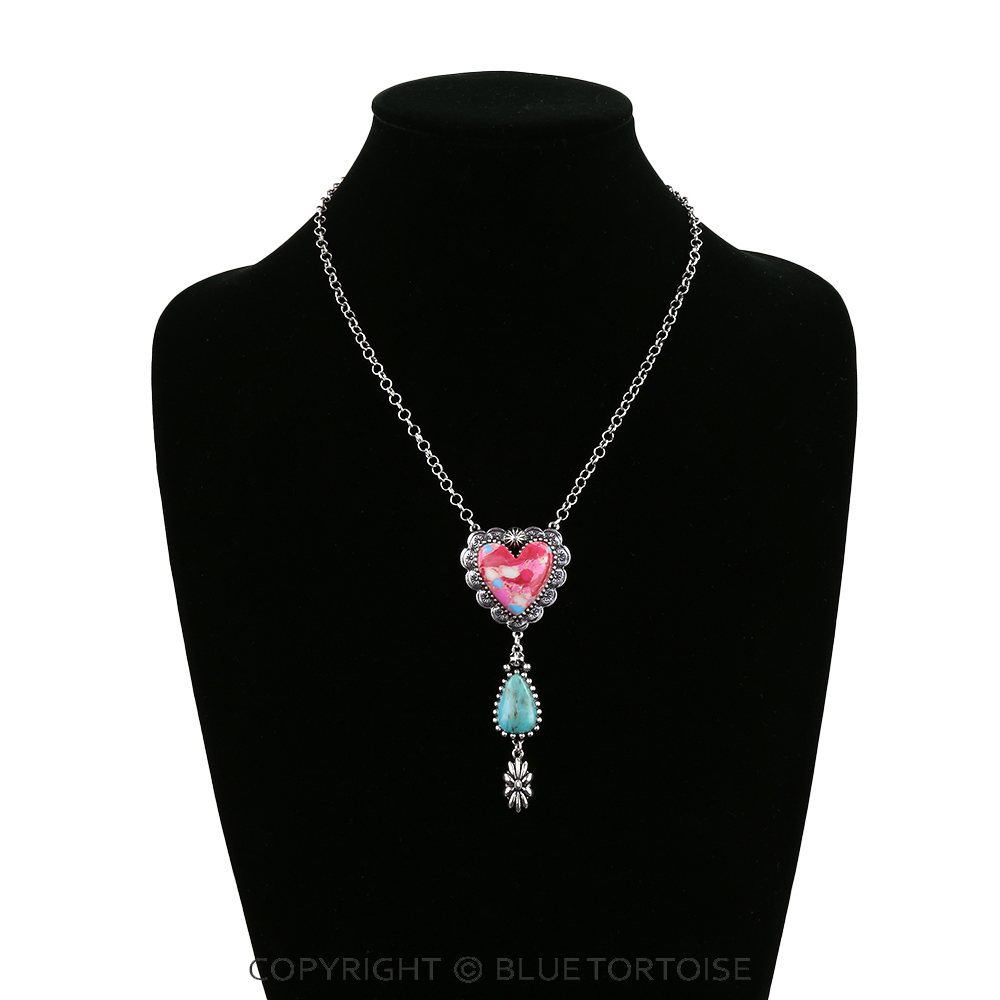 Western Hand Stone Heart Necklace - Image 2
