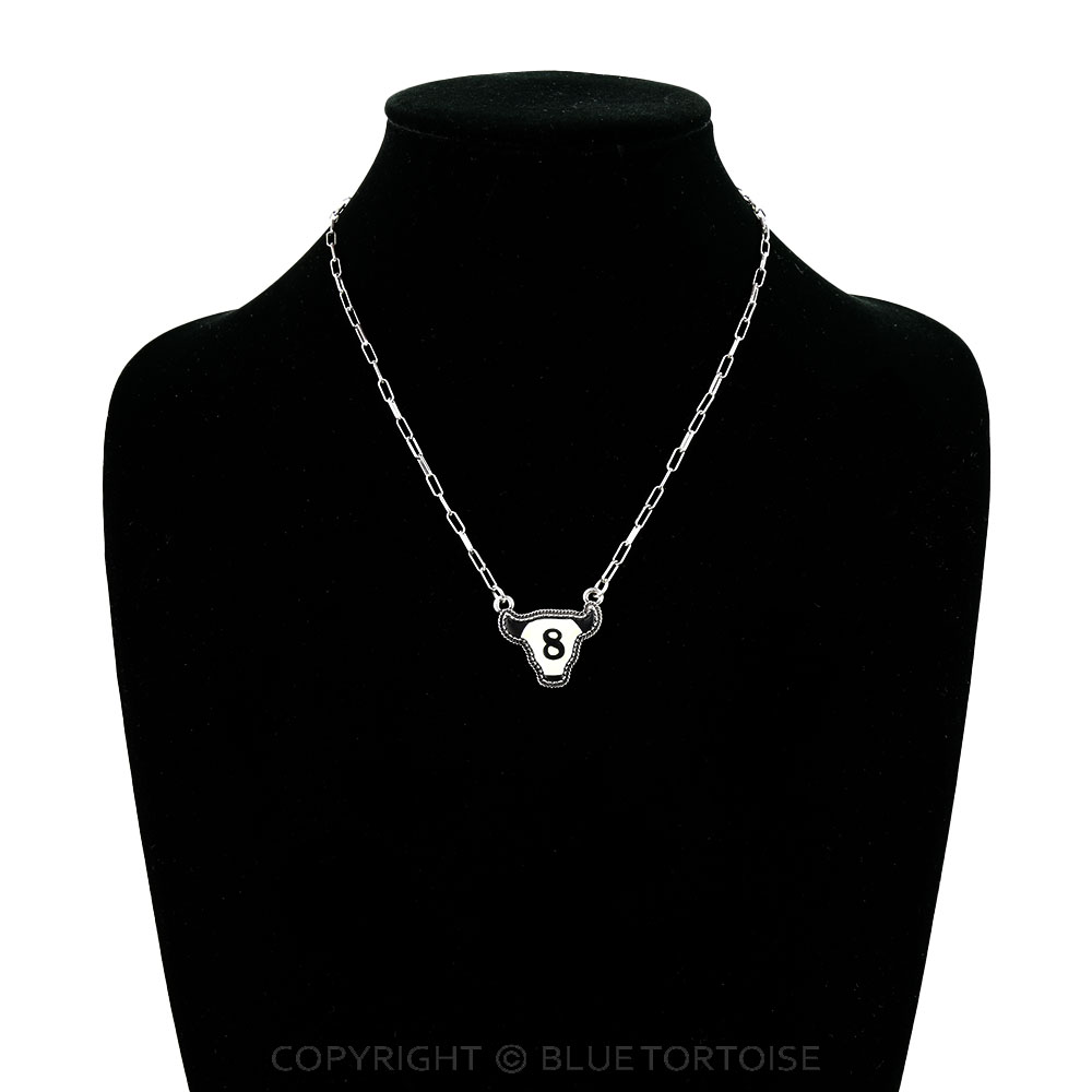 Western Cow Head 8Ball Necklace - Image 2