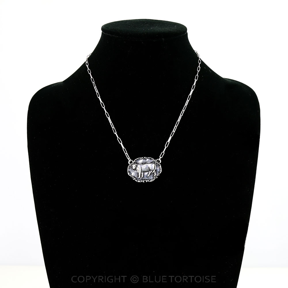 Western Meta Plate Cow Necklace - Image 2