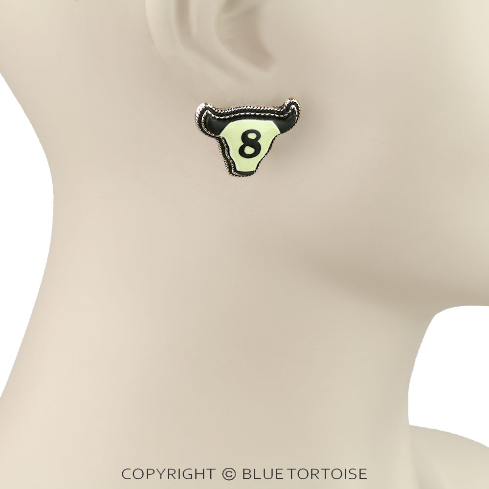 Western Cow Head 8Ball Stud Earrings - Image 2