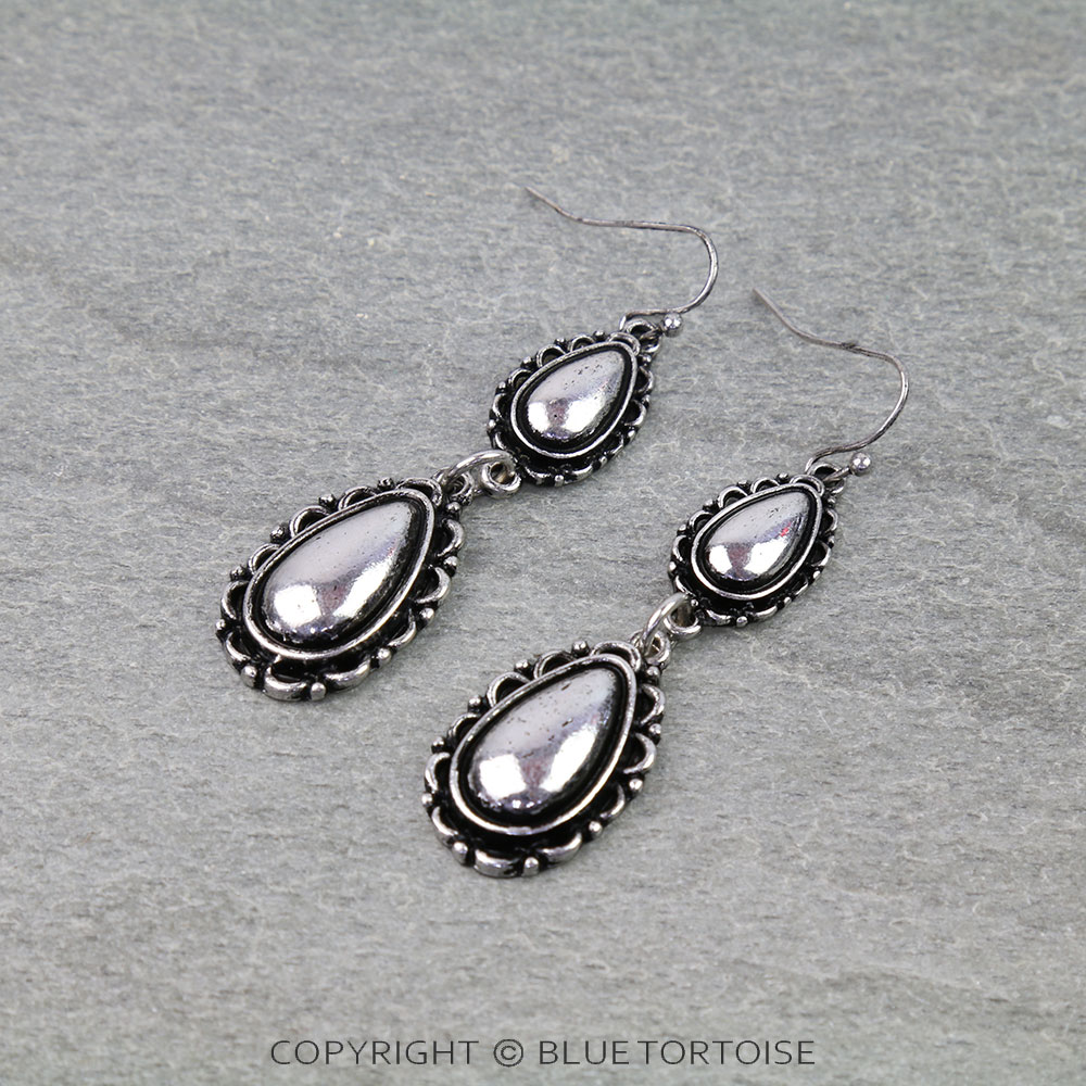 Western Ball TXR Concho Drop Dangle Earrings