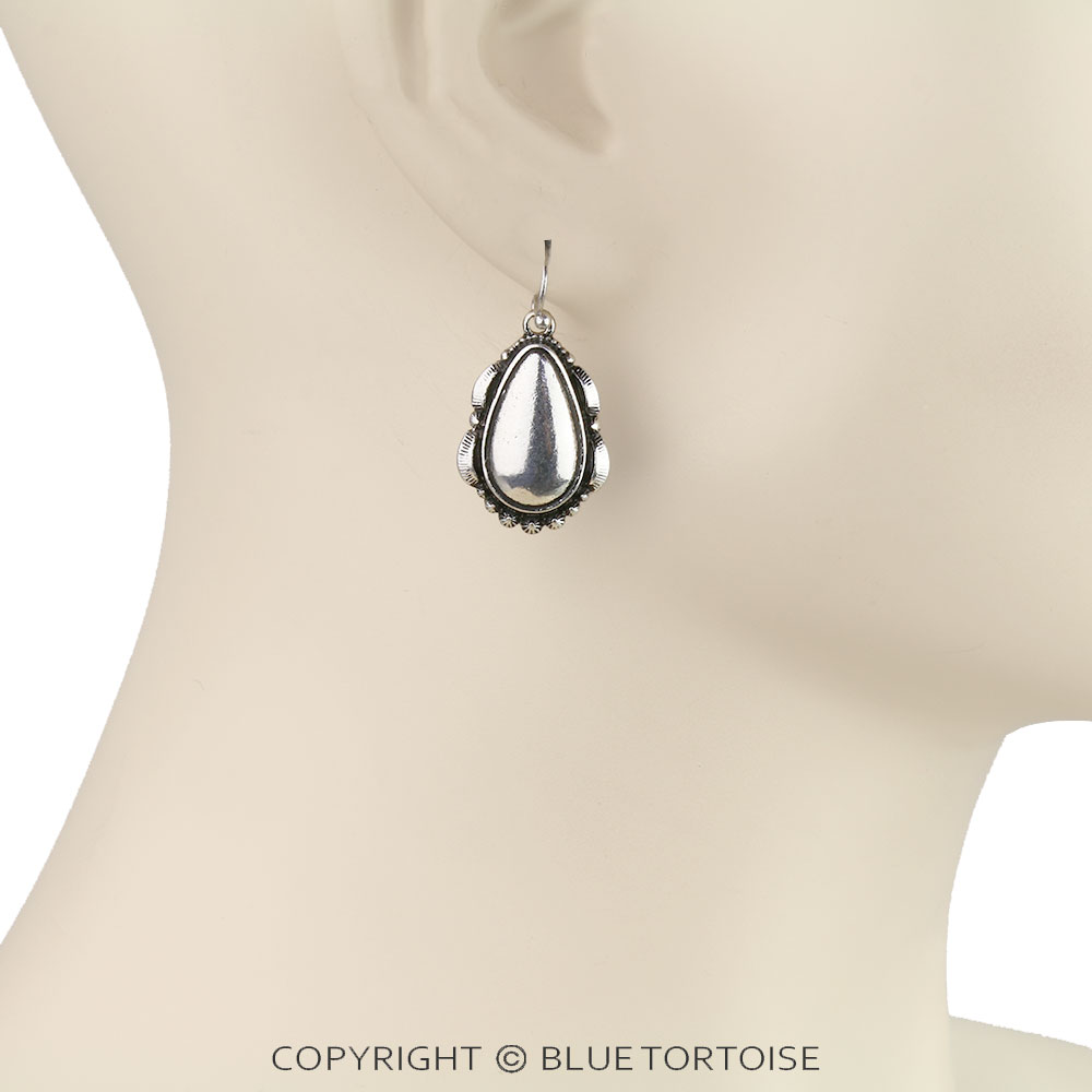 Western Ball TXR Concho Teardrop Dangle Earrings - Image 2