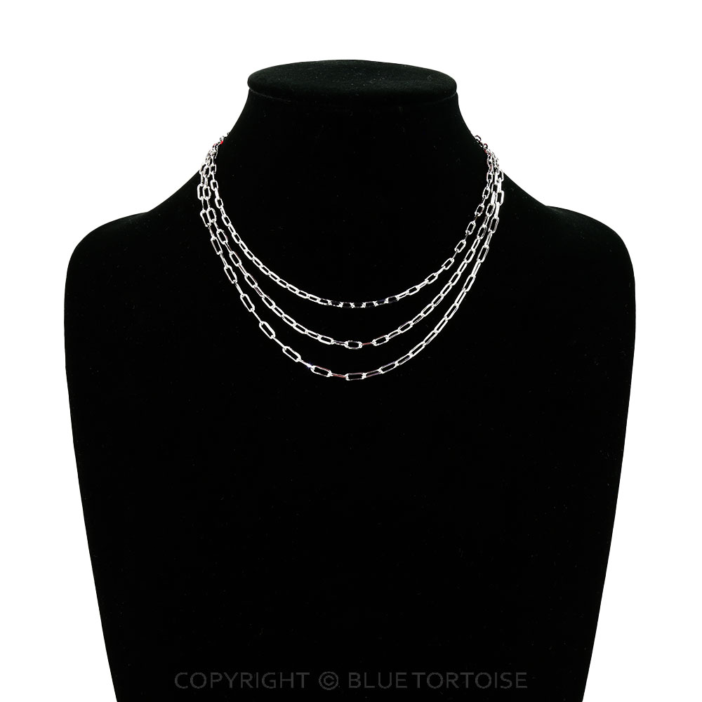 3 Layered Paperclip Chain Necklace - Image 2
