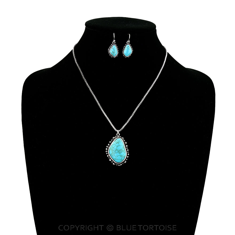 Western Organic Shaped Stone Necklace Set - Image 2