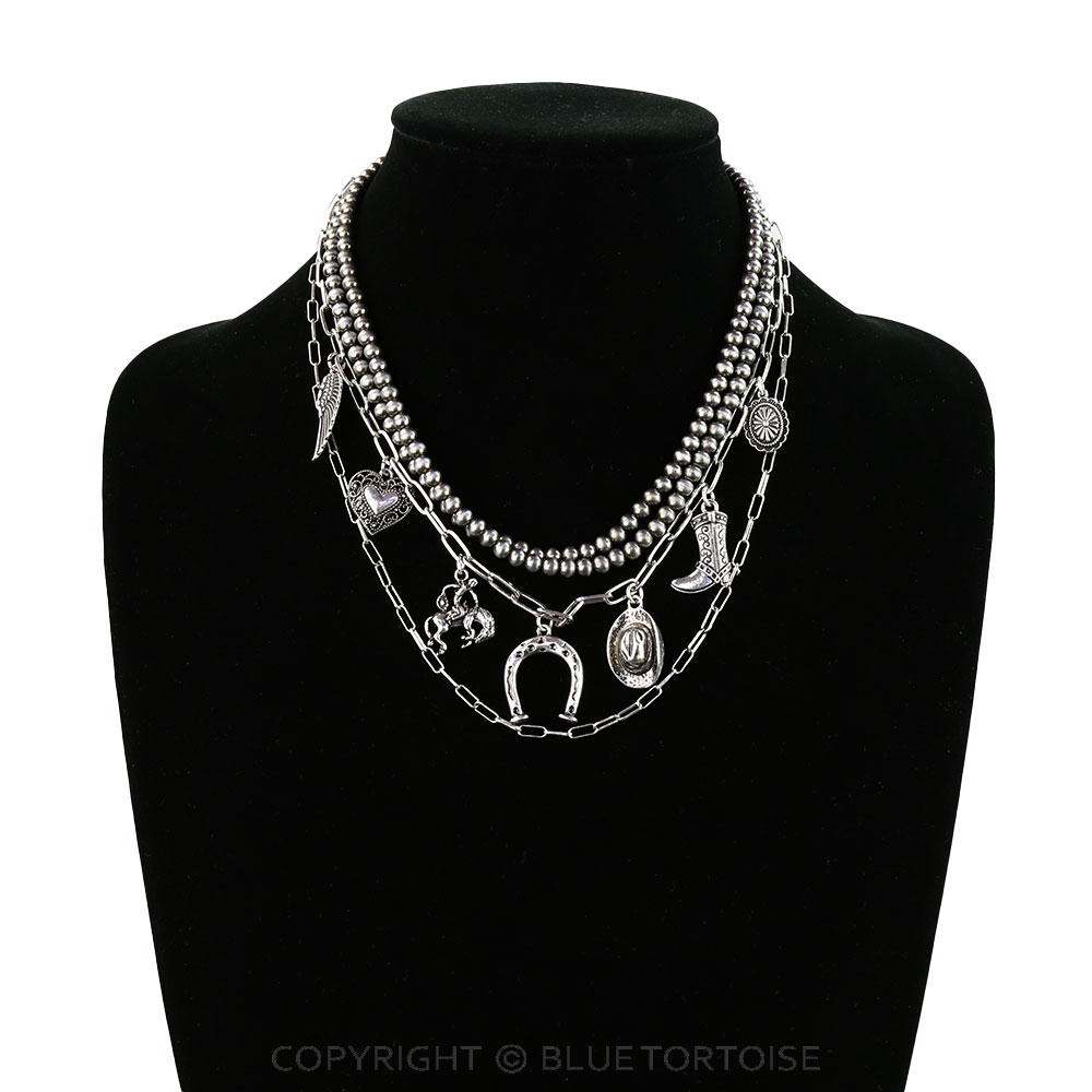 4 Layered Western Style Charm Necklace - Image 2