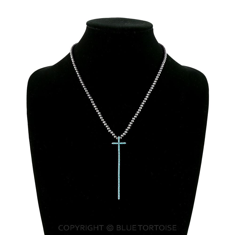 Western Cross Stone Pendant Necklace - Image 2
