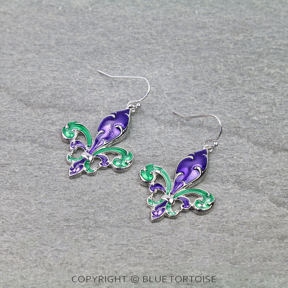 Mardi Gras/Fleur De Lis Dangle Earrings