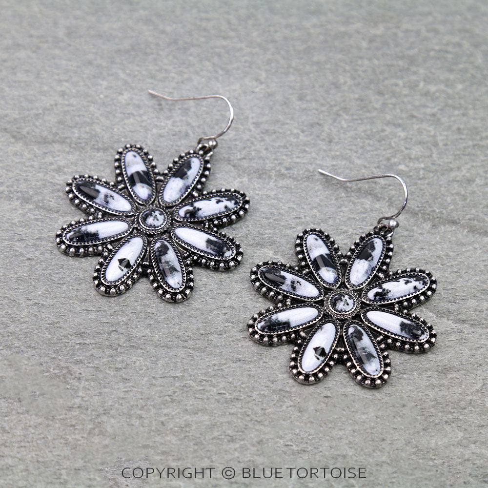 Western Concho Print Dangle Earrings
