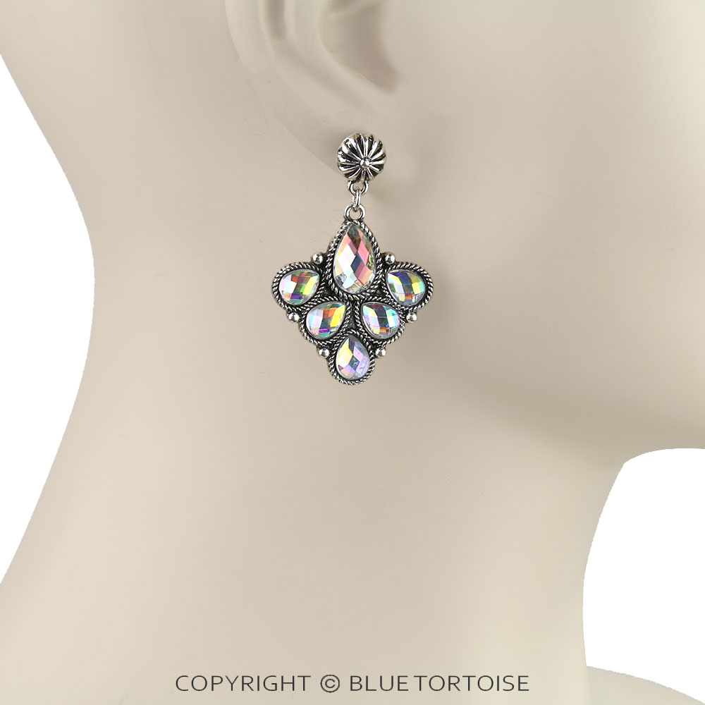 Western Cluster Stone Stud Earrings - Image 2